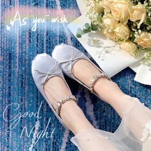 Zapatos de ballet de satén con cabeza redonda súper suaves de verano para mujer zapatos planos Mary Jane - Imagen 1 de 11