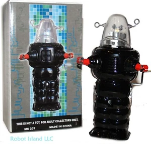 SPACE TROOPER TIN Crank Windup ROBBY THE ROBOT FORBIDDEN PLANET RETRO BLACK - Picture 1 of 4