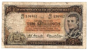 Australia - Old 10 Shilling Note (1961/65) P33 - Circulated - Picture 1 of 2