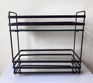 2 Ebenen Regal ORB Metall & Spiegelglas Regal Kosmetik Organizer Präsentationsständer - Bild 1 von 14