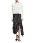ISABEL MARANT Black Silk Greta Dot Print Asymmetric Midi Long Skirt FR40 US 8