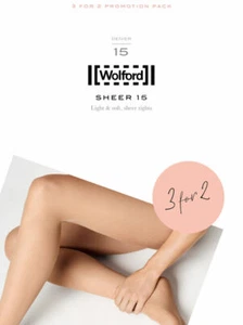 Wolford Tights Sheer 15 DEN Tights Strumpfhose 3er Pack Multipack 3 für 2 - Bild 1 von 5