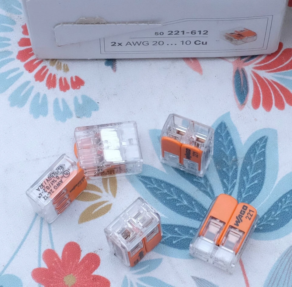 1x WAGO 221-612 Terminal Closed Extrémité Épissure 10awg nwk