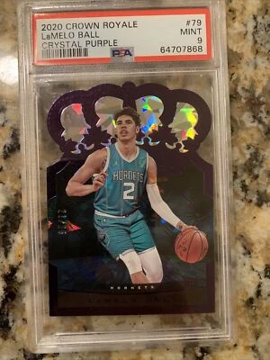 2020-21 Crown Royale Crystal Purple #79 LaMelo Ball ROOKIE 21/25 PSA 9 NEAR MINT - Image 1 of 4