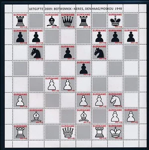 [SU1649] Surinam Suriname 2009 Chess board Botwinnik - Kerres 1948 MNH sheet - Picture 1 of 1
