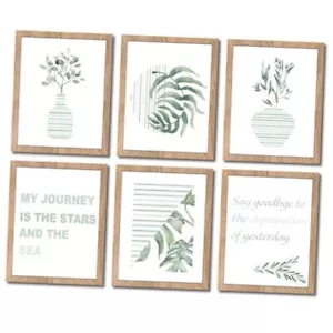 Sage Green Botanical Wall Art - Set of 6 Canvas Wall Art Decor, Wooden 6 Plant - Picture 1 of 8