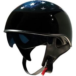 Z1R Half Face Motorcycle Helmet Vagrant USA Skull Black XS-2XL DOT Approved