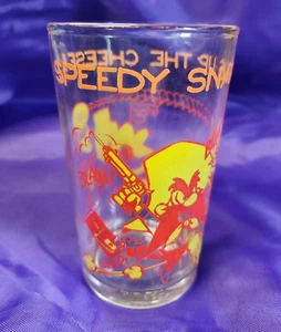 Yosemite Sam Speedy Gonzales Looney Toons Glass Vintage 1974 Snaps Up The Cheese - Picture 1 of 3