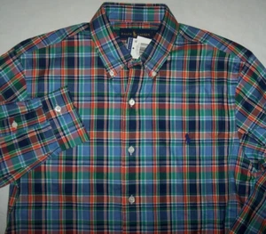 NWT Polo Ralph Lauren BLUE/ORANGE/GREEN Lightweight Shirt SLIM FIT M NAVY Pony - Picture 1 of 3