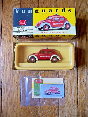 Vanguards escala 1/43 VA12003 - VW Beetle ventana pantalla dividida - Alemania Feuerwehr Foto 1 de 4