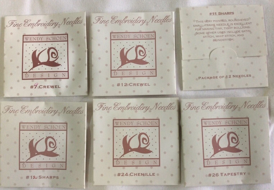 WENDY SCHOEN FINE EMBROIDERY NEEDLES- CREWEL, SHARPS, CHENILLE OR TAPESTRY - Image 1 of 1