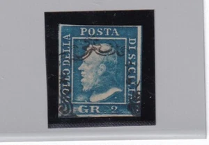 Sicilia 1859 Effigie 2gr. cobalto I tavola usato A. Diena N5262 - Imagen 1 de 1