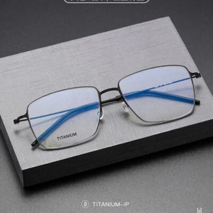 Thin Rims Spectacles Metal Men Large Square Business Eyeglass Frames - Picture 1 of 17