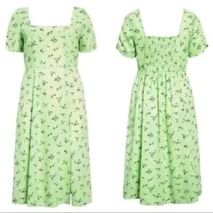 Leith Green Veranda Nora Floral Smocked Back Plus Size Midi Dress 3X - Picture 1 of 11