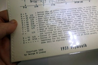 Hoja de gráficos Plymouth Six 1959 MP-1 MP-2 Suburban 122" de George Liskey Foto 1 de 4