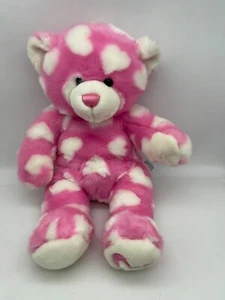 Build A Bear 16" BABW Pink White Hearts Teddy Bear Plush Hug Me Magnetic Paws - Picture 1 of 12