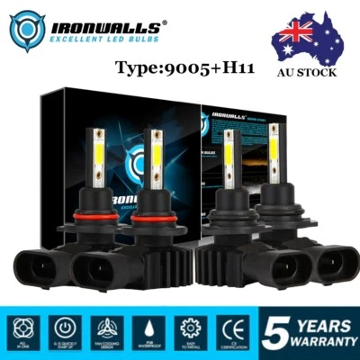 9005 H11 LED Headlight Bulbs Hi-Lo Beam For Mitsubishi ASX XA XB XC XD SUV 2010+ - image 1 of 4