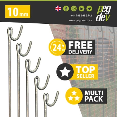 20 x METAL FENCING PINS 1200 x 10mm - Barrier Fence Stakes Events Temporary - Image 1 of 4
