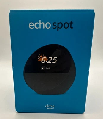 NEW Amazon Echo Spot Smart Alarm Clock Speaker with Alexa 2024 Release - Black - Image 1 of 4