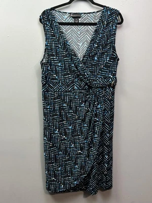 Vestido Lane Bryant para mujer 14 16 negro azul blanco Chevron sin mangas con cinturón envolvente Foto 1 de 4