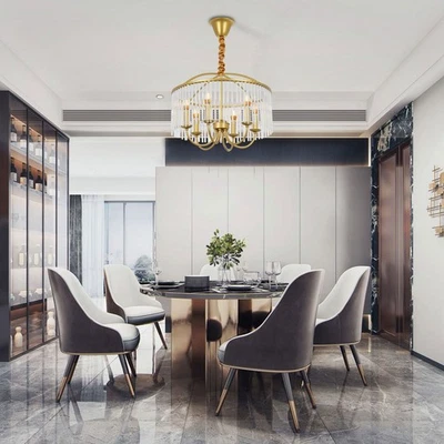 Lámpara colgante moderna de 6 luces montada en el techo dorada 110-130 V Foto 1 de 4