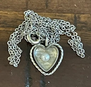 Vintage 14k Gold Filled White KREMENTZ Heart Pearl Necklace - Picture 1 of 4