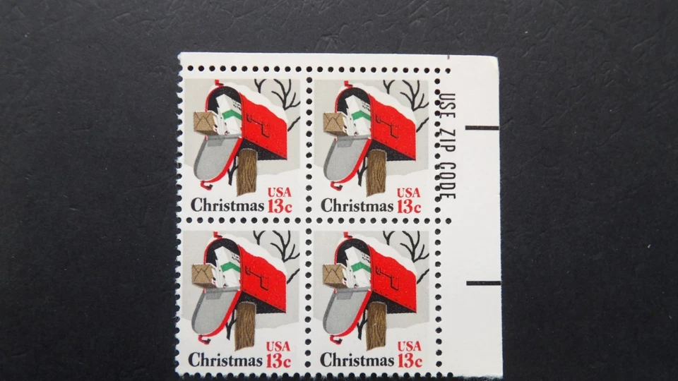 1730 13c Christmas Mail Box Mr. Zip Block  MNH OG VF - Image 1 of 1