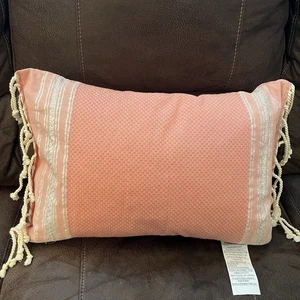 Devi Designs Throw Pillow Feather Filled Cotton Cover Nautical Coral Beachy - Picture 1 of 12