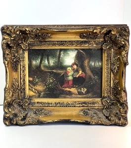Antik Öl auf Leinwand [Tafel] Gemälde signiert verziert vergoldet gerahmt London England - Bild 1 von 14