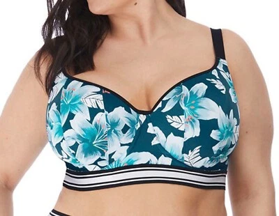 Top de Bikini Elomi Island Lily Gasolina Talla 40FF Copa Completa Balcón Azul Floral 7223 Foto 1 de 4