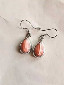 925 Sterling Mexico Coral ?  Swirl Prange Pierced Earrings Pr - Picture 1 of 3