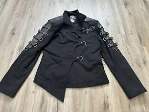 PUNK RAVE Gothic Jacke Herren Schwarz Design Karabiner Restraint Straight Jacket - Picture 1 of 15