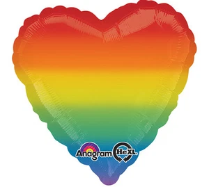 Rainbow Pride Love 17" Globo de Lámina en Forma de Corazón Doble Cara Fiesta Paquete de 3 - Imagen 1 de 1