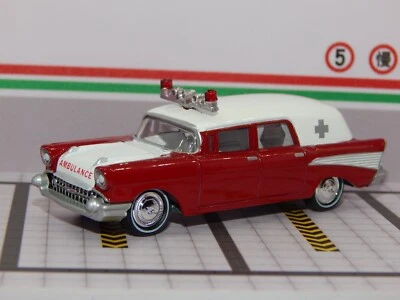 1957 Chevrolet Belair Ambulance Rescue EMT Red & White Diorama Model MINT VHTF - Image 1 of 4