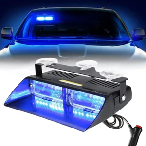 16LED Blau Auto Blitzlicht Frontblitzer Warnleuchte Dash Strobe Notfall Warnung - Picture 1 of 11
