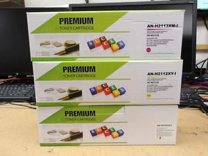 Lot of (3) Toner Cartridges F/HP LaserJet-(1) HE-W2113X CYN & (2) HE-W2112X YEL - Picture 1 of 5