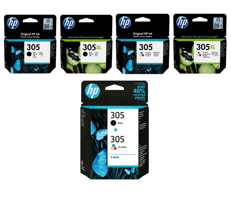Genuine HP 305 / HP 305XL Black & Colour Ink Cartridges for HP DeskJet 2700 2710 - Image 1 of 1