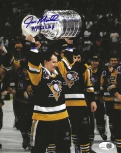 Autographed Joe Mullen "91, 92 Cups" Pittsburgh Penguins 8x10 photo JSA Witness - Picture 1 of 1
