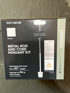Pendant Light 1007 085 683 Metal Rod and Cord Kit- WHITE - Picture 1 of 2