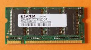 Barrette RAM Elpida PC2700S-2533-0-A1 EBD26UC6AMSA-6B 256MB DDR PC2700s - Photo 1/2
