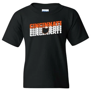 Cincinnati Retro Repeat - Sport Football City Team Classic Youth T Shirt - Picture 1 of 23
