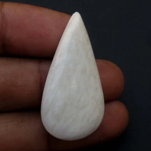 Piedra preciosa lisa escolecita blanca forma de pera 35x17 mm cabujón natural 25 quilates SC-110 - Imagen 1 de 17