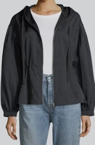 $695 Elizabeth And James Women's Blue Zip-Front Cinched-Waist Short Jacket Sz M - Picture 1 of 4