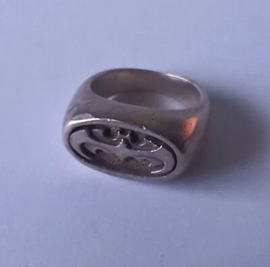 VINTAGE 90s DC COMICS SZ 7 SILVER 925 CHUNKY BATMAN RING BRUCE WAYNE BAT SIGNAL - Picture 1 of 7