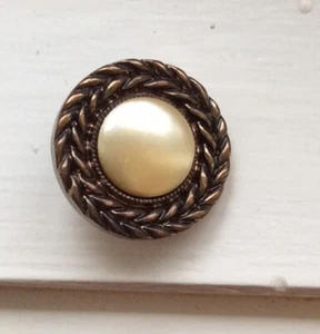 2 Cm Vintage Self Shanked “PEARL” ButtonMetal Look Decoration /rim FREE P.P. - Picture 1 of 3