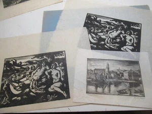 4 BOIS GRAVES Signés ARTHUR GUEYDAN "MAISON CHARLES MAURRAS" & MARTIGUES 1945-50 - Picture 1 of 4