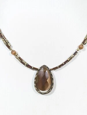 Lia Sophia Cocoa Necklace Smokey Brown Teardrop Boho Western Necklace 19 in - Image 1 of 4