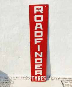 1950s Vintage Road Finder Cycle Tyres Advertising Enamel Sign Automobile EB428 - Picture 1 of 3