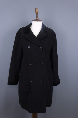 KENZO Giacca cappotto mohair in lana doppio petto nera taglia 38