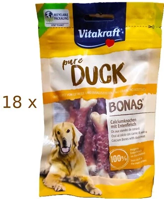 Vitakraft pure DUCK BONAS Calciumknochen Ente Kauknochen 18 x 80 g (€ 27,74/kg) - Bild 1 von 3